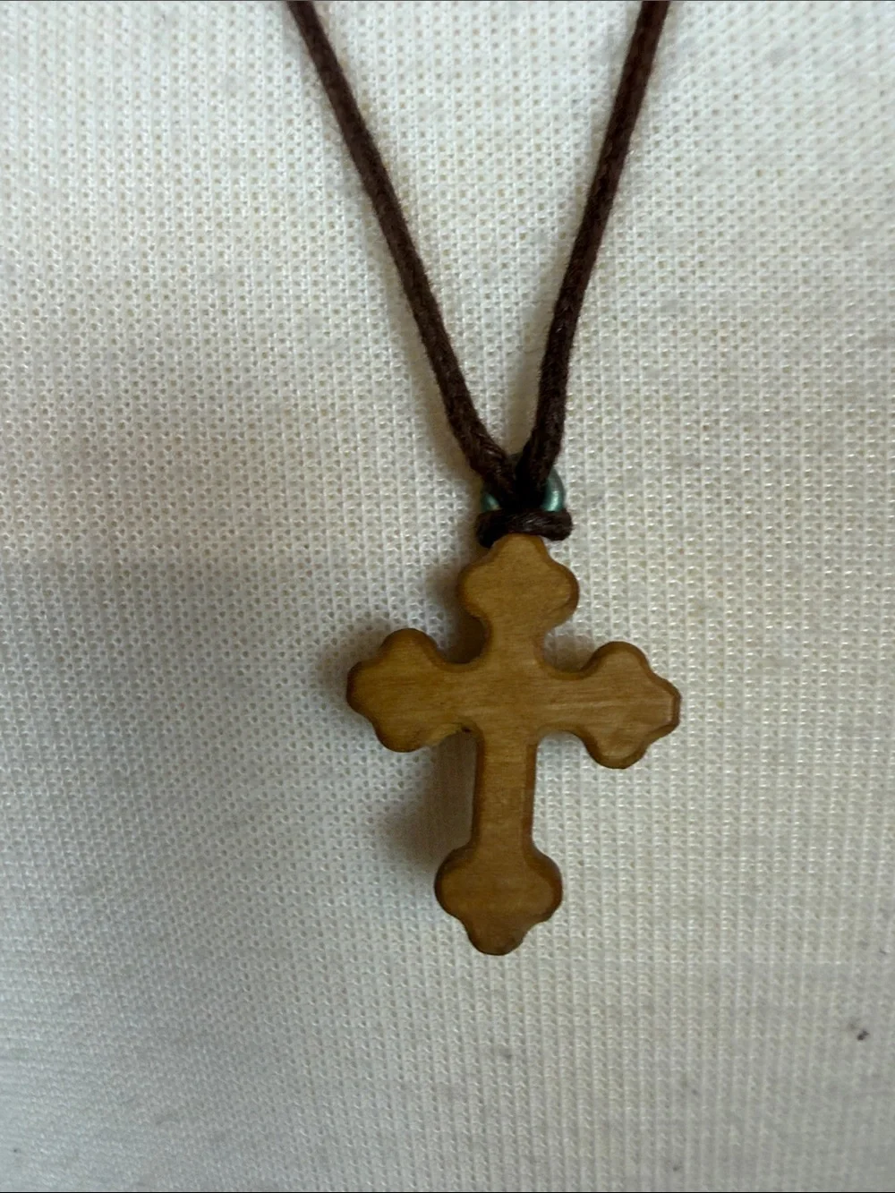 Wooden Cross Pendant Necklace in Light Brown